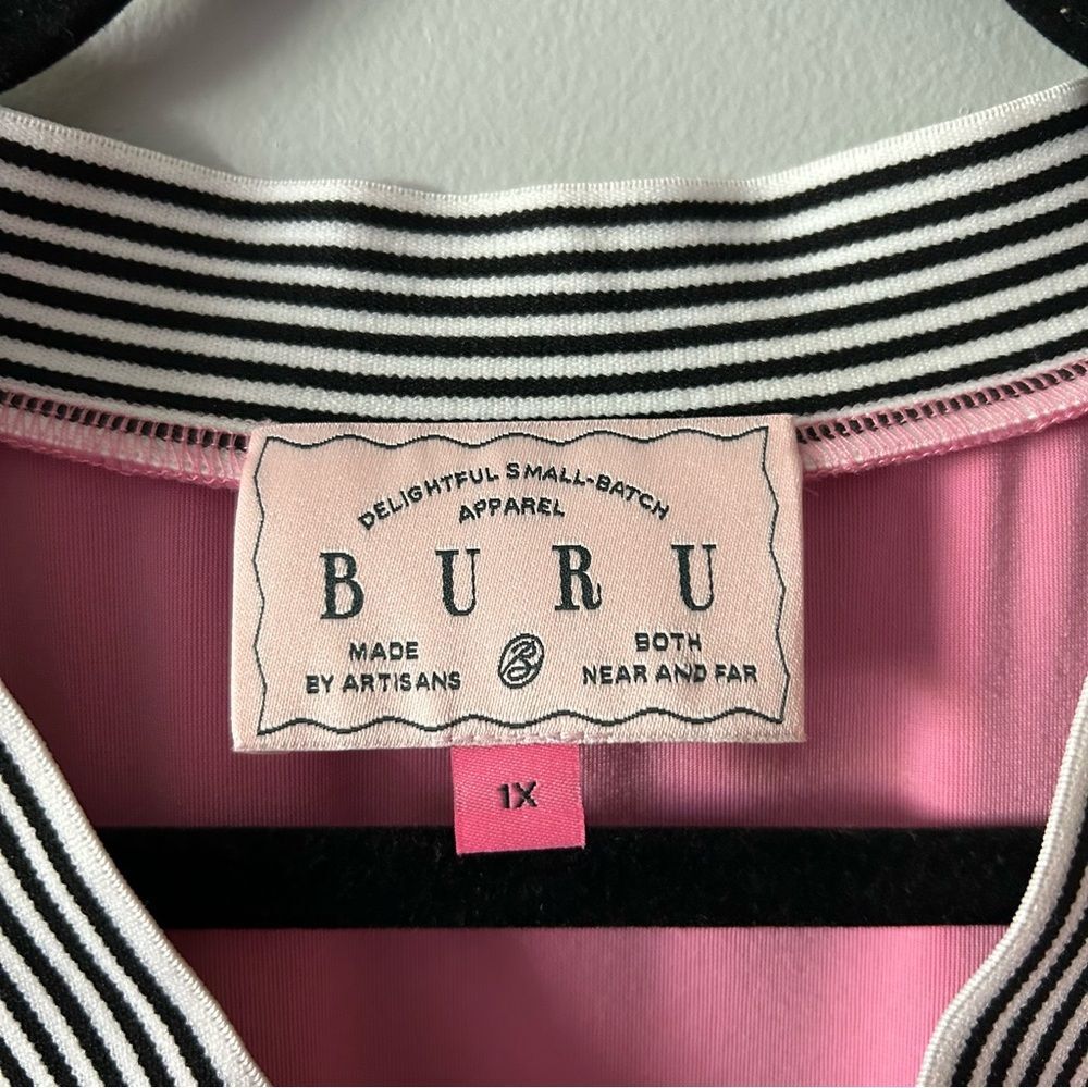 Buru Pink Velvet Long Sleeve Track Midi Dress Size 1x - Picture 5 of 10
